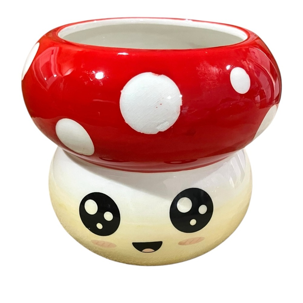 Smiley Mushroom Planter Small Plant Or Succulent Pot With Drain Hole